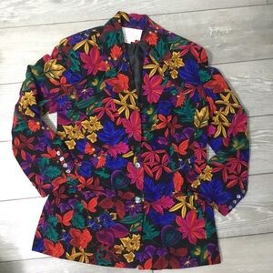 Artsy Silk Boutique Colorful Botanic Blazer size M